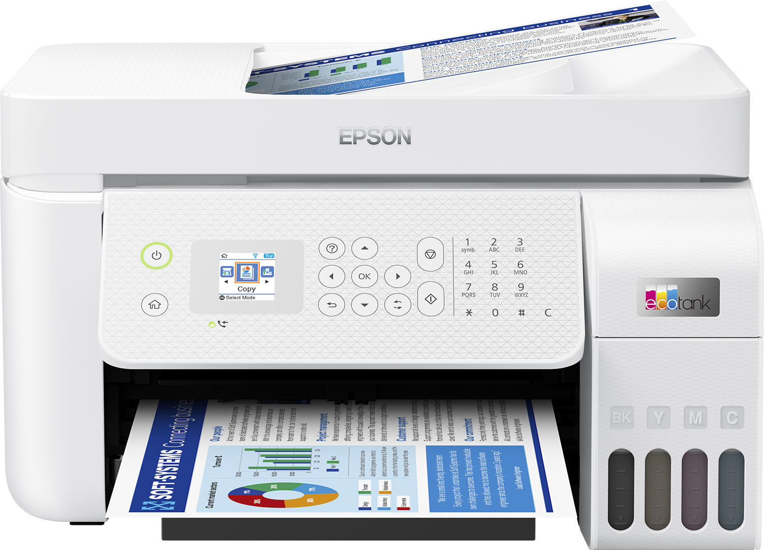 EPSON A4 Renkli L5296 Çok Fonksiyonlu Tanklı Yazıcı Fax USB 2.0,Ethernet,Kablosuz Beyaz